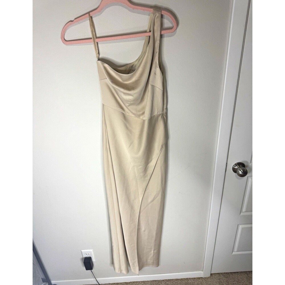 BHLDN Ivory Satin Maxi Dress Cowl Neck Spaghetti Strap Sleeveless US 4